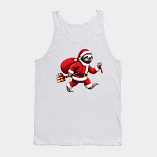 Festive Sloth Santa Christmas Xmas Holiday Funny Tank Top